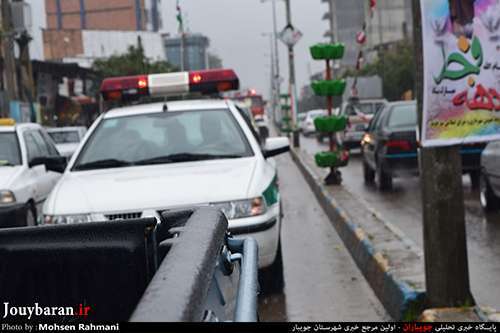 رژه خودرویی یگان های انتظامی و نظامی جویبار به مناسبت دهه فجر