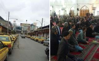 تجمع رانندگان تاکسی آمل در مصلی نماز جمعه برای طرح مشکلات خود به مسئولان + عکس