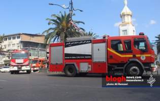 مانور خودرویی آتش‌نشانان در قائم‌شهر