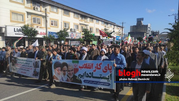 راهپیمایی مردم شهرستان نور در علیه جنایات رژیم کودک‌کش صهیونیستی
