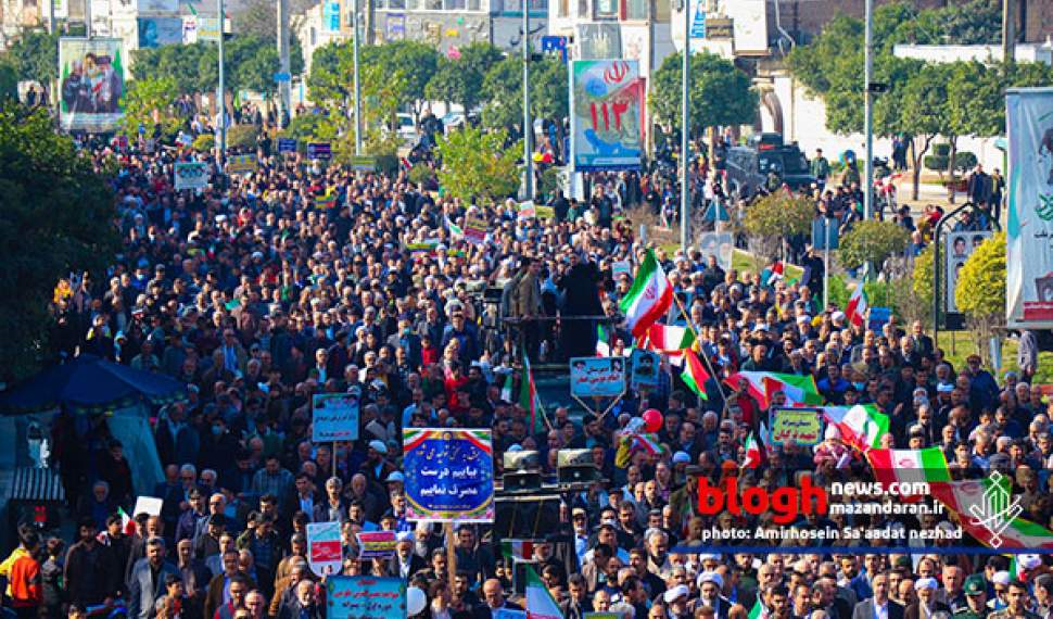 کلیپ| شور و حال مردم نکا در راهپیمایی ۲۲ بهمن